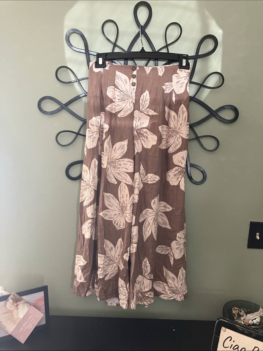 Sienna Sky Brown Wide-Leg Floral Palazzo Pants